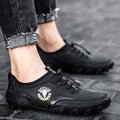 Spring And Summer Men Casual Octopus Peas Lazy Shoes Breathable Leather Shoes, 47, 48 47 Black