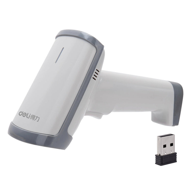 Deli 14950 One-Dimensional Two-Dimensional Scanner Supermarket Catering Scanning Gun, Wired (White), Wireless (White) – TPU Wireless (White)
