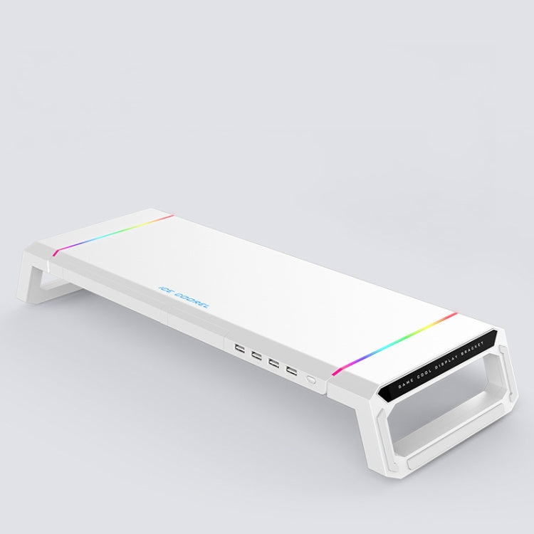 ICE COOREL T1 Monitor Increased Rack Foldable Laptop Stand With RGB Lighting & 4xUSB Expansion Interface – Durable Build, Easy to Use