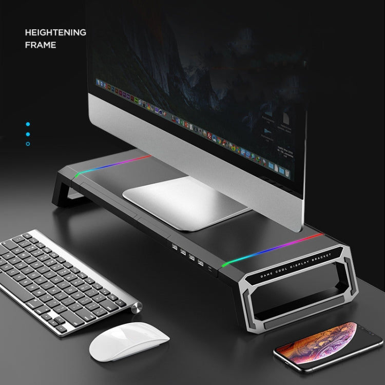 ICE COOREL T1 Monitor Increased Rack Foldable Laptop Stand With RGB Lighting & 4xUSB Expansion Interface – Durable Build, Easy to Use
