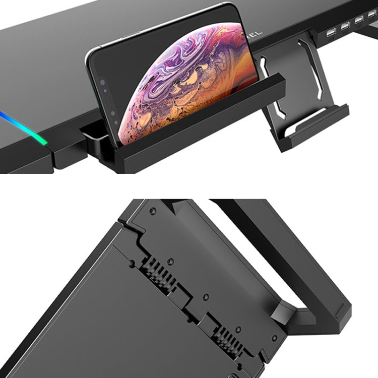 ICE COOREL T1 Monitor Increased Rack Foldable Laptop Stand With RGB Lighting & 4xUSB Expansion Interface – Durable Build, Easy to Use