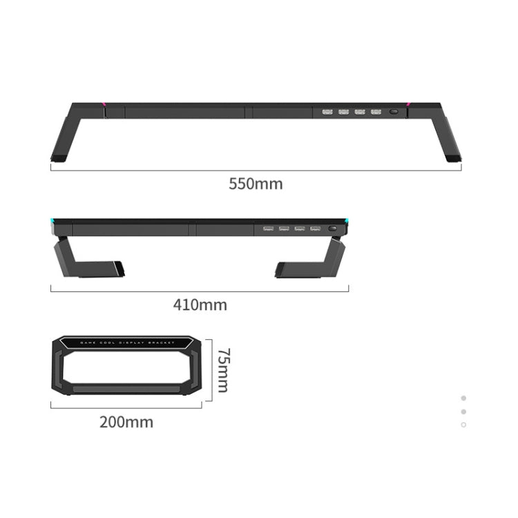 ICE COOREL T1 Monitor Increased Rack Foldable Laptop Stand With RGB Lighting & 4xUSB Expansion Interface – Durable Build, Easy to Use