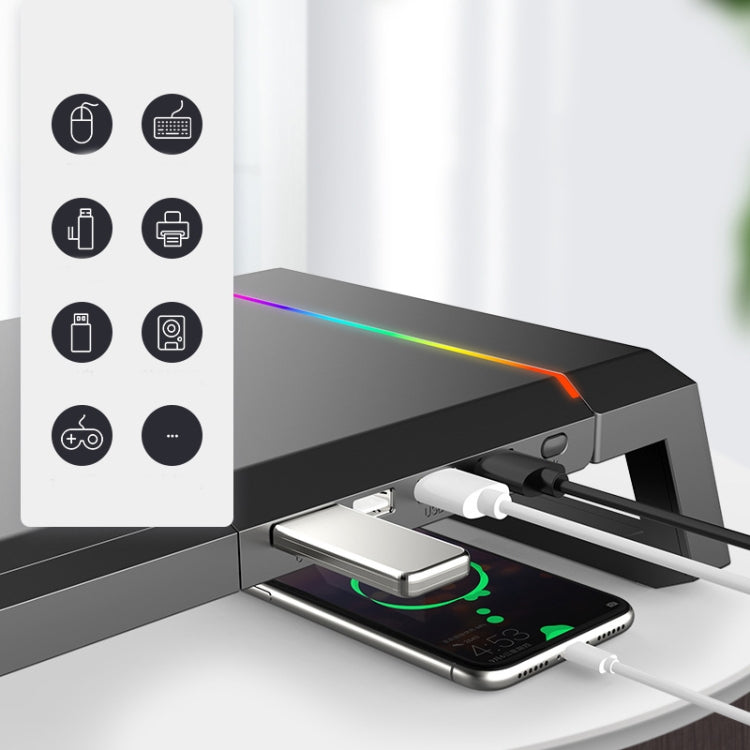 ICE COOREL T1 Monitor Increased Rack Foldable Laptop Stand With RGB Lighting & 4xUSB Expansion Interface – Durable Build, Easy to Use