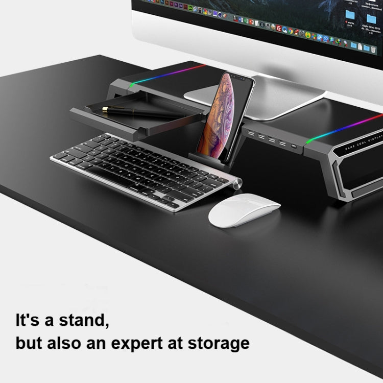 ICE COOREL T1 Monitor Increased Rack Foldable Laptop Stand With RGB Lighting & 4xUSB Expansion Interface – Durable Build, Easy to Use