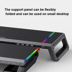 ICE COOREL T1 Monitor Increased Rack Foldable Laptop Stand With RGB Lighting & 4xUSB Expansion Interface – Durable Build, Easy to Use
