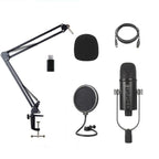 BM-86 USB Condenser Microphone Voice Recording Computer Microphone Live Broadcast Equipment Set, Cantilever Bracket Set, Standard+Small Blowout Prevention Net Cantilever Bracket Set