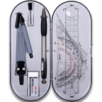 9-Piece Student Drawing & Geometry Set – Compass, Rulers, Protractor & Mechanical Pencil Default Title
