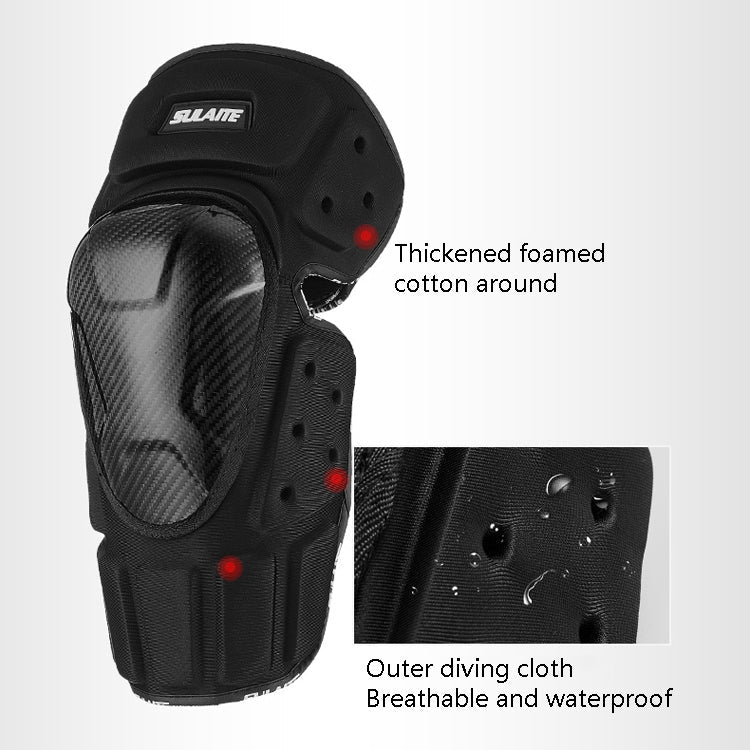 SULAITE Off-Road Motorcycle Windproof Warmth Drop-Proof Breathable Carbon Fiber Protective Gear, Knee Pads+Elbow Pads, Knee Pads – Waterproof, Wear-resistant