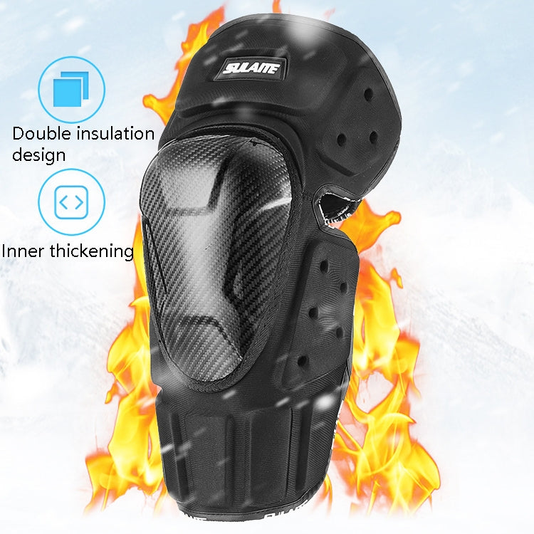SULAITE Off-Road Motorcycle Windproof Warmth Drop-Proof Breathable Carbon Fiber Protective Gear, Knee Pads+Elbow Pads, Knee Pads – Waterproof, Wear-resistant
