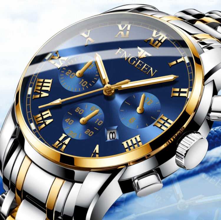 FNGEEN 4006 Men Automatic Mechanical Watch Waterproof Quartz Watch, Gold Blue Surface, Gold Black Surface, Gold White Surface, White Steel White Surface, White Steel Black Surface, White Steel Blue Surface, Black Steel Black Surface...