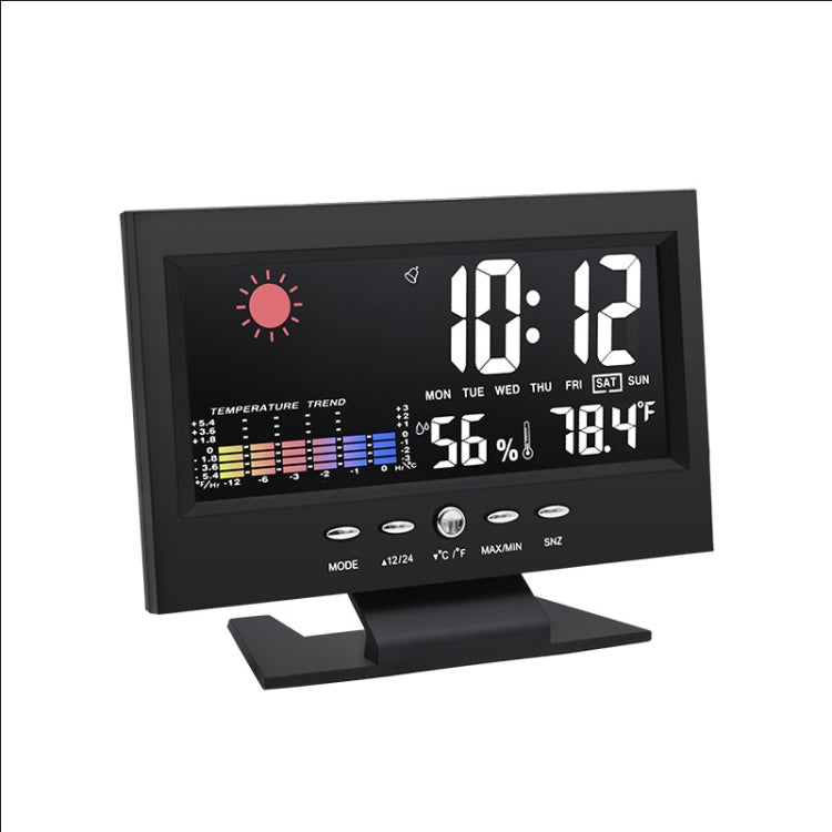 8082T Weather Forecast Clock LED Color Screen Perpetual Calendar Temperature And Humidity Intelligent Voice Control Electronic Alarm Cloc,Specification:, Black, Black + USB Black