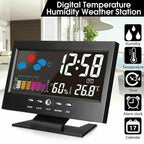 8082T Weather Forecast Clock LED Color Screen Perpetual Calendar Temperature And Humidity Intelligent Voice Control Electronic Alarm Cloc,Specification:, Black, Black + USB