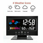 8082T Weather Forecast Clock LED Color Screen Perpetual Calendar Temperature And Humidity Intelligent Voice Control Electronic Alarm Cloc,Specification:, Black, Black + USB