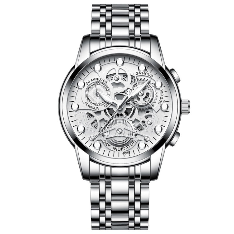 FNGEEN 4088 Men Hollow Quartz Watch Student Waterproof Luminous Watch, Full Gold Gold Surface, Full Gold Black Surface, Black Steel Black Surface White Nails, Black Steel Black Surface Gold Nails, Gold And Gold Surface, Gold Black Surface... White Steel White Surface