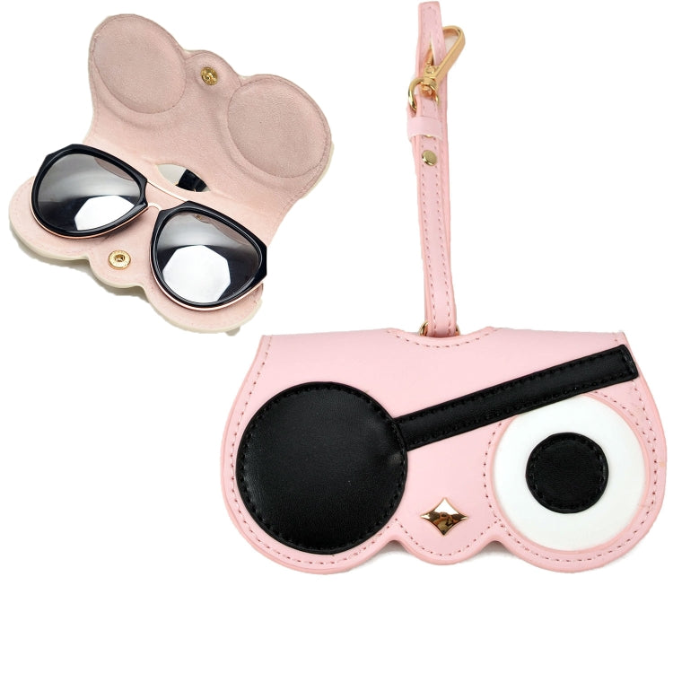 Cute And Funny PU Sunglasses Case Portable Glasses Case With Hanging Buckle, Flowers (Lake Blue Color Matching), Mengbao (Gray Stitching), Cat Girl (Red Frame), Red Love, Big Eyes (Gray), British Style (Stripe Contrast), Red Love Cat Girl, Bat... One-eyed Pirate (Pink)