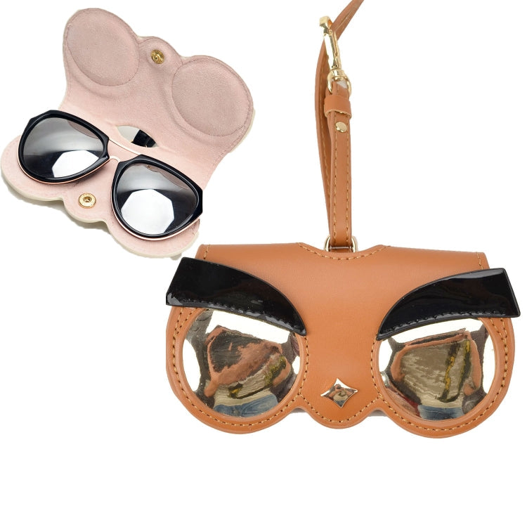 Cute And Funny PU Sunglasses Case Portable Glasses Case With Hanging Buckle, Flowers (Lake Blue Color Matching), Mengbao (Gray Stitching), Cat Girl (Red Frame), Red Love, Big Eyes (Gray), British Style (Stripe Contrast), Red Love Cat Girl, Bat... Honey Brown Fox (Brown)