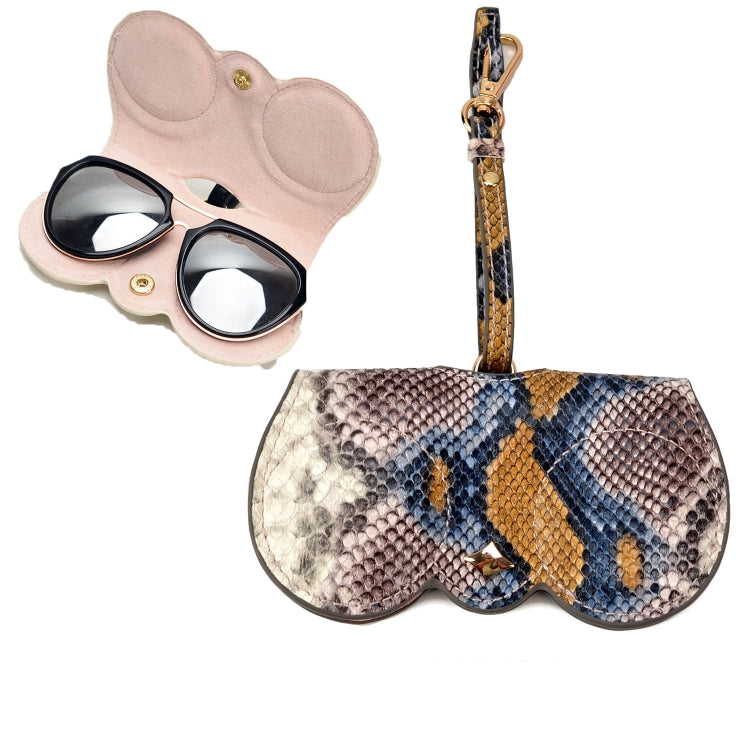 Cute And Funny PU Sunglasses Case Portable Glasses Case With Hanging Buckle, Flowers (Lake Blue Color Matching), Mengbao (Gray Stitching), Cat Girl (Red Frame), Red Love, Big Eyes (Gray), British Style (Stripe Contrast), Red Love Cat Girl, Bat... Snake Pattern Solid Color