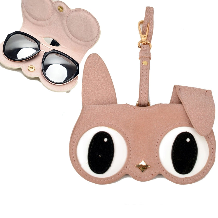 Cute And Funny PU Sunglasses Case Portable Glasses Case With Hanging Buckle, Flowers (Lake Blue Color Matching), Mengbao (Gray Stitching), Cat Girl (Red Frame), Red Love, Big Eyes (Gray), British Style (Stripe Contrast), Red Love Cat Girl, Bat... Cute Rabbit (Naked Pink)