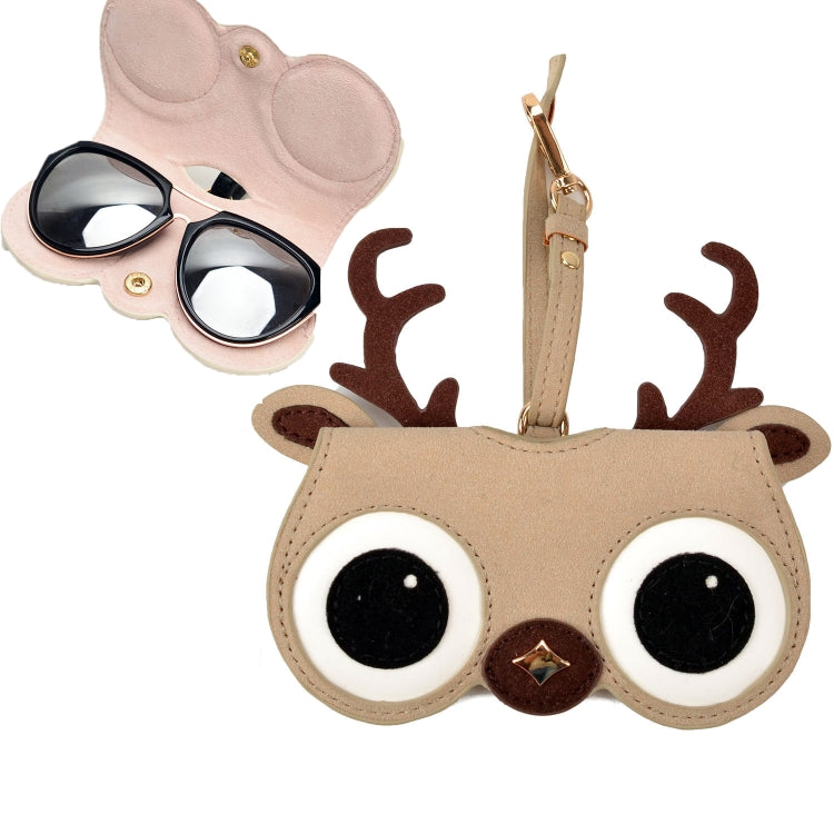 Cute And Funny PU Sunglasses Case Portable Glasses Case With Hanging Buckle, Flowers (Lake Blue Color Matching), Mengbao (Gray Stitching), Cat Girl (Red Frame), Red Love, Big Eyes (Gray), British Style (Stripe Contrast), Red Love Cat Girl, Bat... Invincible Deer