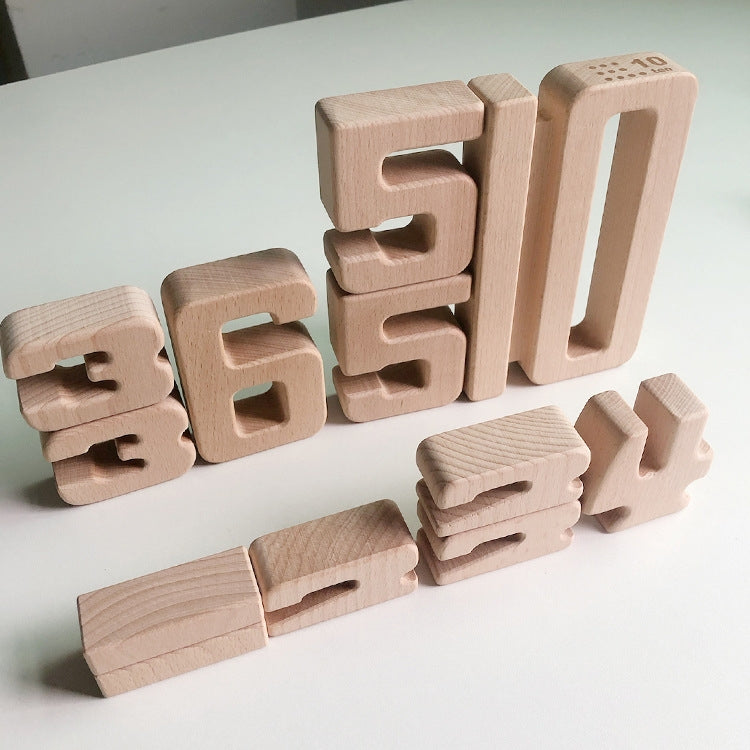 Children Particle Beech Number Building Blocks Children Mathematics Early Education Toy Teaching Aids, Number Building Blocks(32 PCS / Set)