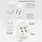 9V L-ion Rechargeable Battery 6F22 9V Lithium Batteries Charger, US Plug, EU Plug