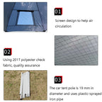 LADUTA Outdoor Self-Driving Tour Barbecue Camping Car Side Tent Car Tail Extension Tent Supplies, Grey Blue, Painted Silver