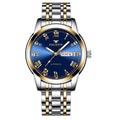 Quartz Watch – Leather (Black) #3 Between Gold Blue Surface
