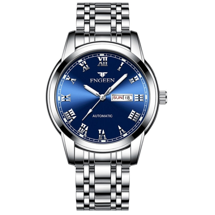 Quartz Watch – Leather (Black) #3 White Steel Blue Surface