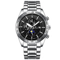 Quartz Watch – Leather (Black) #2 White Steel Black Surface