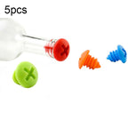 5pcs Screw Shape Red Wine Preservation Silicone Bottle Stopper Random Colour Delivery, Screw Shape Screw Shape