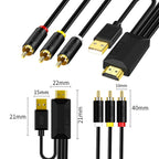 JingHua HDMI-3RCA HDMI To 3RCA Conversion Cable Set-Top TV Projector AV Lotus Converter Cable, 1m, 2m, 3m, 5m – Durable Build, Easy to Use