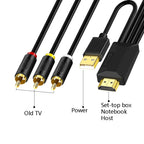 JingHua HDMI-3RCA HDMI To 3RCA Conversion Cable Set-Top TV Projector AV Lotus Converter Cable, 1m, 2m, 3m, 5m – Durable Build, Easy to Use