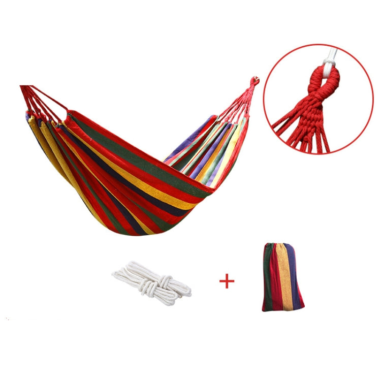 Thick Canvas Hammock Field Rollover Prevention Outdoor Hammock Swing, 260x80 No Stick Single (Red Stripe), 260x80 Non-stick Single (Blue Stripes ), 260x100 No Stick (Red Stripes), 260x100 No Stick (Blue Stripes), 260x150 No Stick (Red Stripes）       ...
