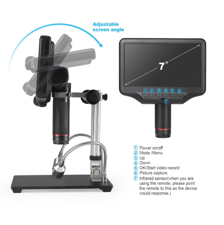 7 Inch 3D Digital Microscope Industrial Overhaul, Watch And Jewelry Appraiser, EU Plug, US Plug