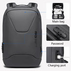 BANEG BG-22188 Fashion Business Anti-Theft Backpack Backpack with External USB Charging Port, Black, Gray