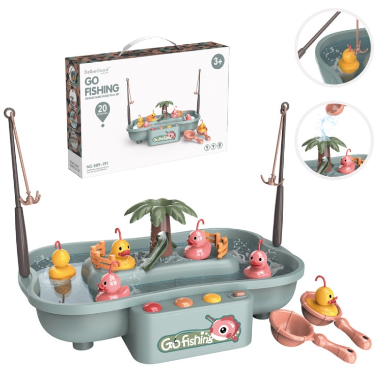 Play House Children Educational Electric Cycle Rotating Fishing Station Summer Water Game Toy Set, Green 6 Ducks, Pink 6 Ducks, Green 3 Fish 3 Ducks, Pink 3 Fish 3 Ducks Green 6 Ducks