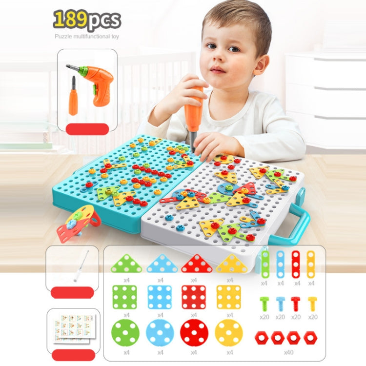 Children Screw-Tightening Electric Drill Toy Manual Assembly Toolbox, Style:, 2D Plane + Electric Drill (189 PCS), 3D + Electric Drill (276 PCS), 3D + Electric Drill (316 PCS), 3D + Electric Drill (466 PCS), 2D + Electric Drill + Charger (189 PCS)     ...
