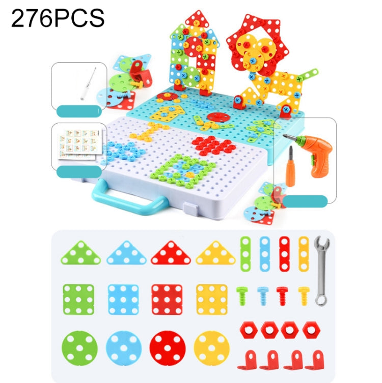 Children Screw-Tightening Electric Drill Toy Manual Assembly Toolbox, Style:, 2D Plane + Electric Drill (189 PCS), 3D + Electric Drill (276 PCS), 3D + Electric Drill (316 PCS), 3D + Electric Drill (466 PCS), 2D + Electric Drill + Charger (189 PCS)     ...