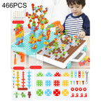 Children Screw-Tightening Electric Drill Toy Manual Assembly Toolbox, Style:, 2D Plane + Electric Drill (189 PCS), 3D + Electric Drill (276 PCS), 3D + Electric Drill (316 PCS), 3D + Electric Drill (466 PCS), 2D + Electric Drill + Charger (189 PCS)     ...