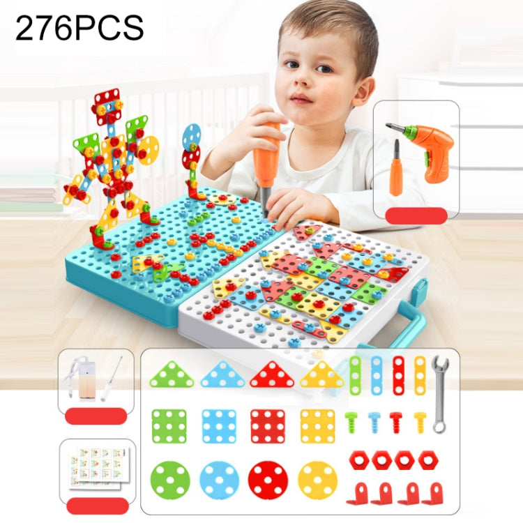 Children Screw-Tightening Electric Drill Toy Manual Assembly Toolbox, Style:, 2D Plane + Electric Drill (189 PCS), 3D + Electric Drill (276 PCS), 3D + Electric Drill (316 PCS), 3D + Electric Drill (466 PCS), 2D + Electric Drill + Charger (189 PCS)     ...