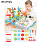Children Screw-Tightening Electric Drill Toy Manual Assembly Toolbox, Style:, 2D Plane + Electric Drill (189 PCS), 3D + Electric Drill (276 PCS), 3D + Electric Drill (316 PCS), 3D + Electric Drill (466 PCS), 2D + Electric Drill + Charger (189 PCS)     ...