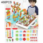 Children Screw-Tightening Electric Drill Toy Manual Assembly Toolbox, Style:, 2D Plane + Electric Drill (189 PCS), 3D + Electric Drill (276 PCS), 3D + Electric Drill (316 PCS), 3D + Electric Drill (466 PCS), 2D + Electric Drill + Charger (189 PCS)     ...