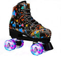 Adult Children Graffiti Roller Skates Shoes Double Row Four-Wheel Roller Skates Shoes, 42