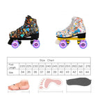 Adult Children Graffiti Roller Skates Shoes Double Row Four-Wheel Roller Skates Shoes, 42