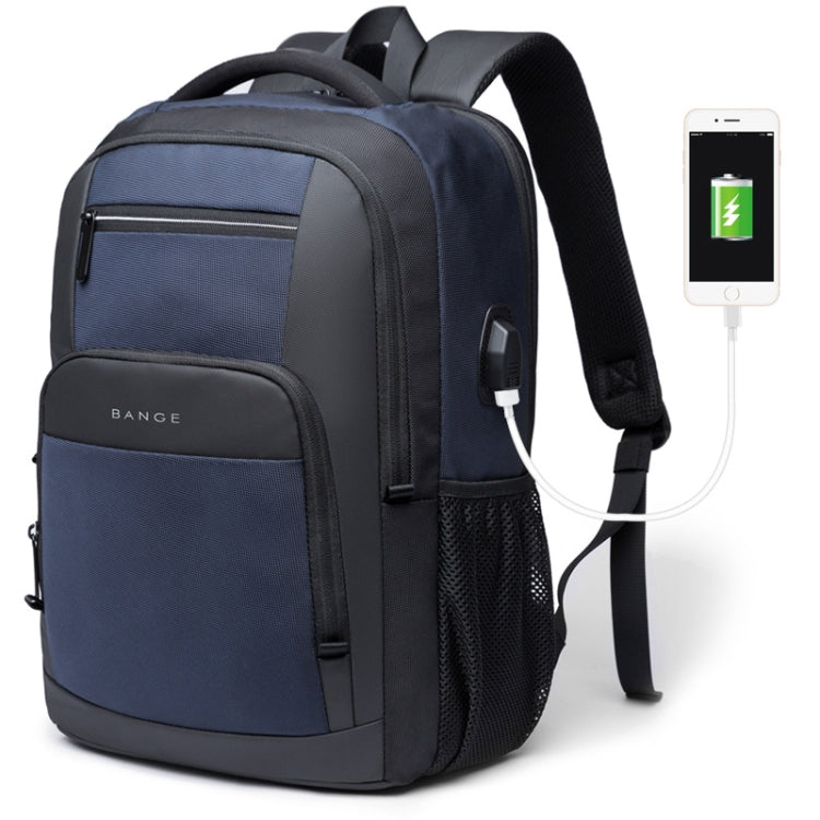 BANGE BG-1921 College Student Schoolbag Waterproof Business Computer Backpack with External USB Charging Port, Red Wine, Light Grey, Blue, Black Blue