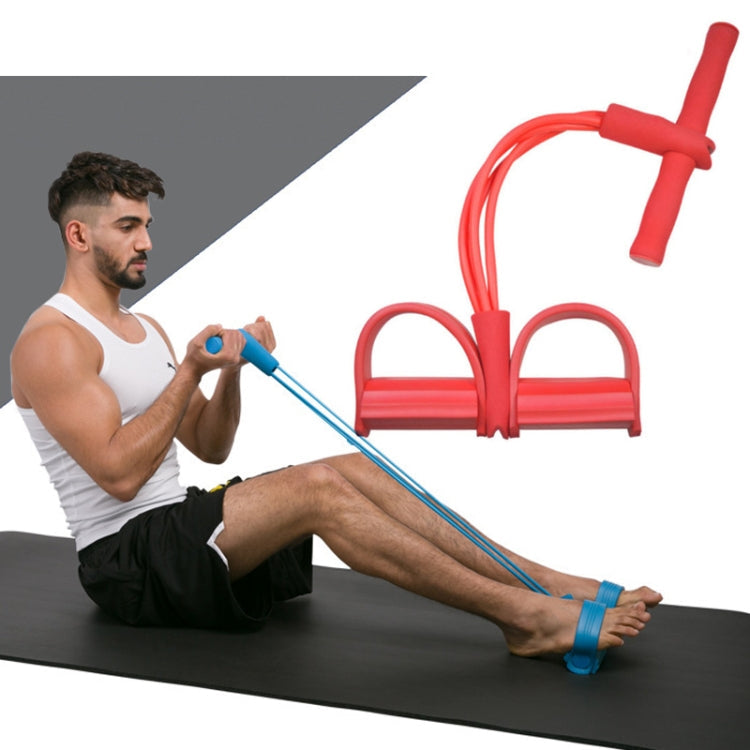 Multifunctional Four-Tube Pedal Puller Pedal Elastic Rope Sit-Ups Aid Abdomen Fitness Equipment, Green, Purple, Blue, Red, Yellow – Durable Build, Easy to Use Red Red