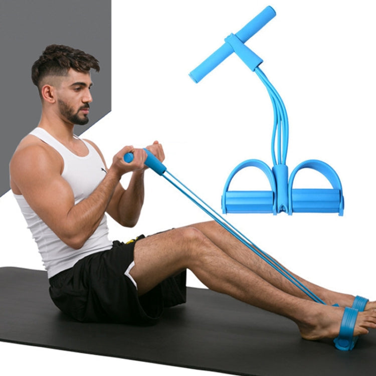 Multifunctional Four-Tube Pedal Puller Pedal Elastic Rope Sit-Ups Aid Abdomen Fitness Equipment, Green, Purple, Blue, Red, Yellow – Durable Build, Easy to Use Blue Blue