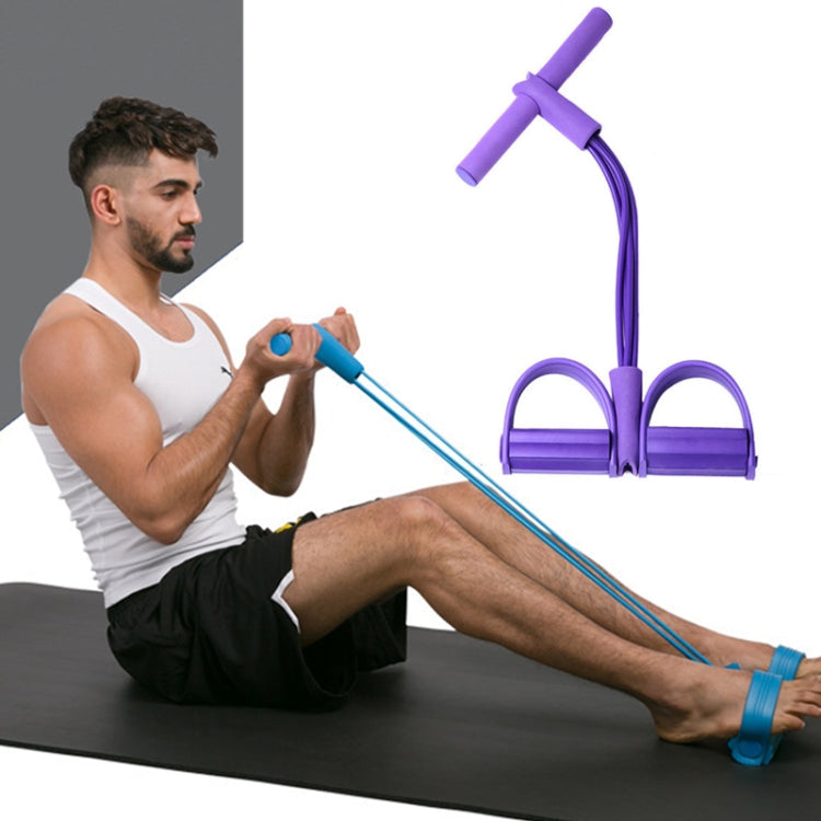 Multifunctional Four-Tube Pedal Puller Pedal Elastic Rope Sit-Ups Aid Abdomen Fitness Equipment, Green, Purple, Blue, Red, Yellow – Durable Build, Easy to Use Purple Purple