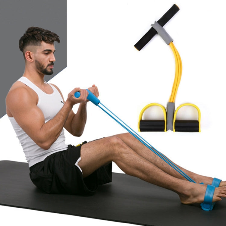 Multifunctional Four-Tube Pedal Puller Pedal Elastic Rope Sit-Ups Aid Abdomen Fitness Equipment, Green, Purple, Blue, Red, Yellow – Durable Build, Easy to Use Yellow Yellow