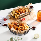 Wrought Iron Fruit Portable Storage Basket Bread French Fries Fried Snacks Portable Basket, Double Cup Egg-shaped, Double Cup Round, Single Cup Boat, Square Short Basket, Rectangular Short Basket, Large Round Wire, Small Round Wire, Large Messy Wire   ...